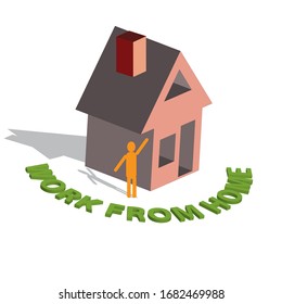 Work From Home Isometric Icon and Illustration