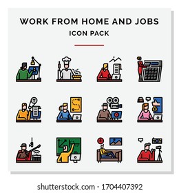 Work from home and Jobs icons set vector illustration
