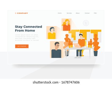 work from home keep connected remotely coworkers landing page