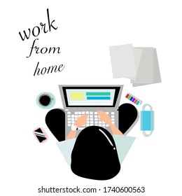 Work from home the lady working  with  notebook and preparing to go outside . Who work from home and relaxing style on white background set of cute vector in flat cartoon style.