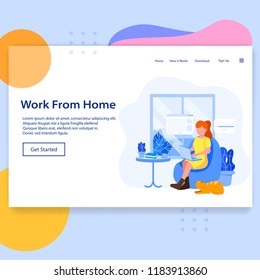 Work From Home Landing Page Vector Illustration