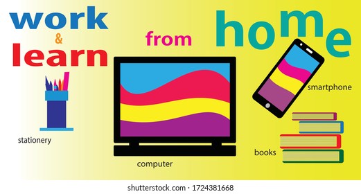 work from home and learn from home vector illustration. 