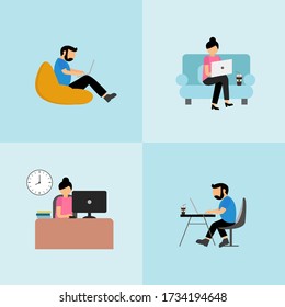 Work from home and lifestyle. Vector illustration