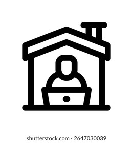 work from home line icon. Clean and minimalist vector icon for websites, mobile apps, presentations, and logos. Fully scalable and customizable for any project.