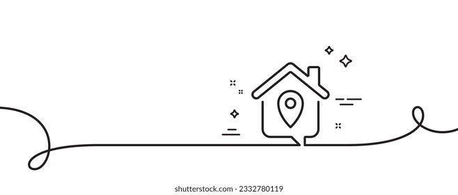 Work at home line icon. Continuous one line with curl. Outsource job sign. Remote office symbol. Work home single outline ribbon. Loop curve pattern. Vector