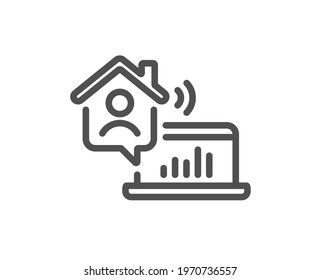 Work at home line icon. Freelance job sign. Remote office employee symbol. Quality design element. Linear style work home icon. Editable stroke. Vector