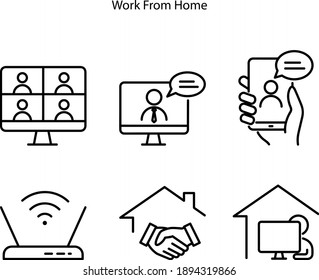 Icono de trabajo en línea principal. Firma de trabajo de outsourcing. Símbolo de empleado de oficina remota. Elemento de diseño de calidad. Icono de inicio de trabajo de estilo de línea. Trazo editable. Vector