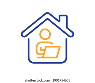 Work At Home Line Icon. Outsource Job Sign. Remote Office Employee Symbol. Quality Design Element. Line Style Work Home Icon. Editable Stroke. Vector