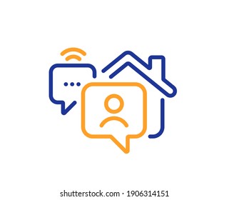 Work at home line icon. Outsource job sign. Remote office employee symbol. Quality design element. Line style work home icon. Editable stroke. Vector