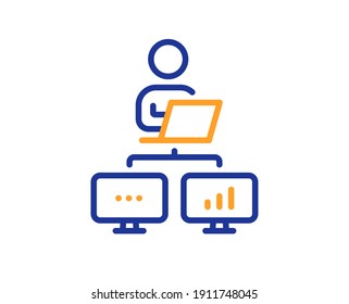 Icono de trabajo en línea principal. Firma de trabajo de outsourcing. Símbolo de empleado de oficina remota. Elemento de diseño de calidad. Icono de inicio de trabajo de estilo de línea. Trazo editable. Vector
