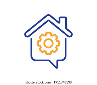 Work at home line icon. Outsource job sign. Remote office symbol. Quality design element. Line style work home icon. Editable stroke. Vector