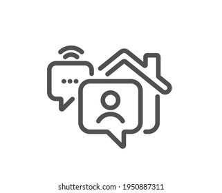 Work at home line icon. Outsource job sign. Remote office employee symbol. Quality design element. Linear style work home icon. Editable stroke. Vector