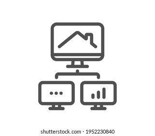 Icono de trabajo en línea principal. Firma de trabajo de outsourcing. Símbolo de oficina remota. Elemento de diseño de calidad. Icono de inicio de trabajo de estilo lineal. Trazo editable. Vector