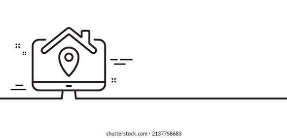 Icono de trabajo en línea principal. Firma de trabajo de outsourcing. Símbolo de empleado de oficina remota. Fondo mínimo de la ilustración de línea. Banner de patrón de icono de línea de inicio de trabajo. Concepto de plantilla web blanca. Vector