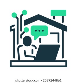 Work From Home line icon. Universal creative premium symbol. Vector sign icon logo template. Vector illustration