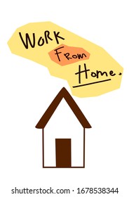 Work from home, living during the corona virus epidemic. Cartoon Line Vector.