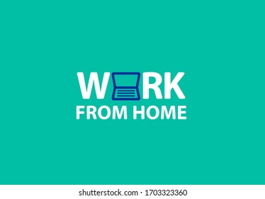 Work from home logo and icon. Social distancing logo to use for from home activities. Work icon. Social distancing icon.