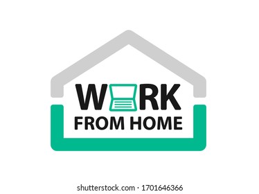 Work From Home Logo. Social Distancing Vector To Use For From Home Activities. Work Logo. Social Distancing Icon.