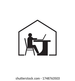 Work from home logo. Social distancing vector to use for from home activities. Work logo. Social distancing icon.