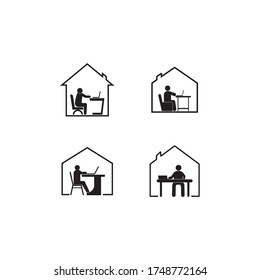 Work from home logo. Social distancing vector to use for from home activities. Work logo. Social distancing icon.