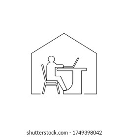 Work from home logo. Social distancing vector to use for from home activities. Work logo. Social distancing icon.