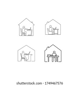 Work from home logo. Social distancing vector to use for from home activities. Work logo. Social distancing icon.
