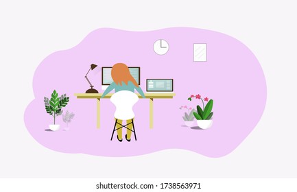 Work at home, make the house a happy place to work. Illustrations and vectors for your business.