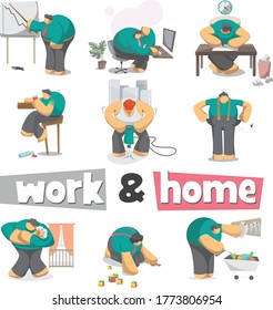 work and home male character set