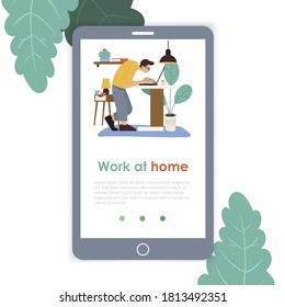 Work at home mobile template, web page and landing page design for website development. template for landing page. Work at home concept design.