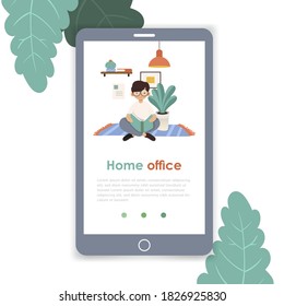 Work at home mobile template, web page and landing page design for website development. template for landing page. Work at home concept design.