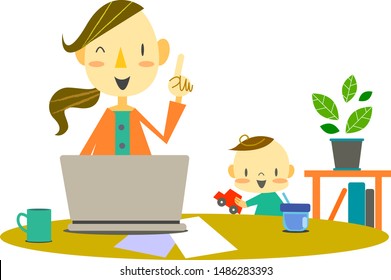 work from home, mother & baby