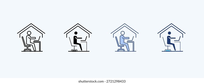 Illustrationsvektor für Arbeit von zu Hause aus mit mehreren Symbolen