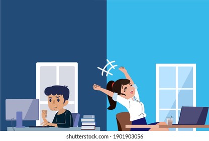  work at home and at the office .Administration of good and bad work