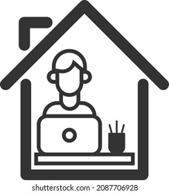Work from home, home office during pandemic, home office icon, remote work icon
