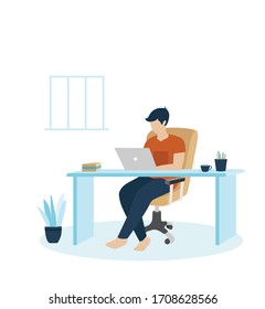 Work from home, Office, Maan working on laptop
