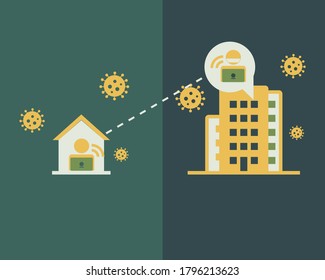 work from home and work at office still connected vector