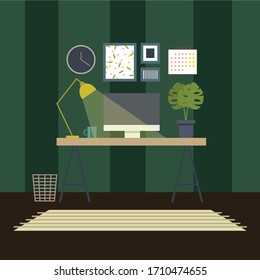 trabajo desde el hogar, ilustración vectorial de la oficina doméstica