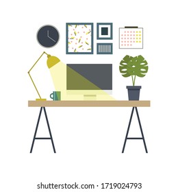trabajo desde el hogar, ilustración vectorial de la oficina doméstica