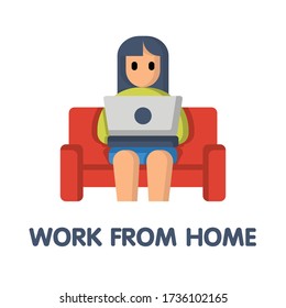 Work from home on couch flat icon style design illustration on white background eps.10