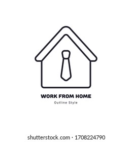 Work from home outline style illustration
