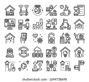 work from home outline vector icons work at home concept