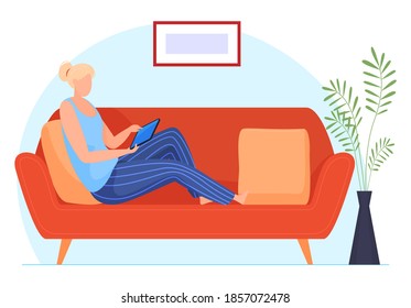 Work at home. People work at home in a comfortable environment. Free work schedule, informal atmosphere, houseplants. Vector illustration