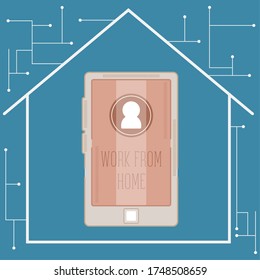 Work from home poster. Home office - Vector