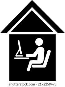 Work from home. Professional working on computer at home. Working Icon vector..eps
