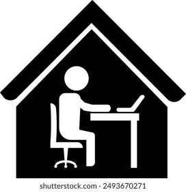 Work at home. Professional working on computer at home. Working Icon vector.