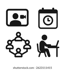Arbeiten Sie von zu Hause aus. Professionelle Arbeit am Computer zu Hause. Arbeitssymbolvektor.