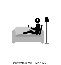 Work at home. Professionals work at home computers. For freelancers icons or symbols