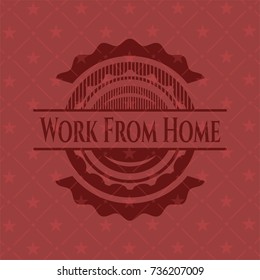 Work From Home realistic red emblem