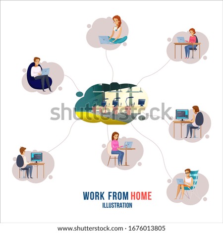 Work from home remote work during during Epidemic Ncov 2019 Coronavirus outbreak vector illustration