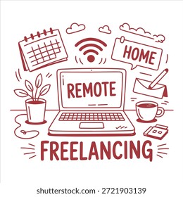 Conceito de Espaço de Trabalho Freelancing Remoto do Trabalho Doméstico